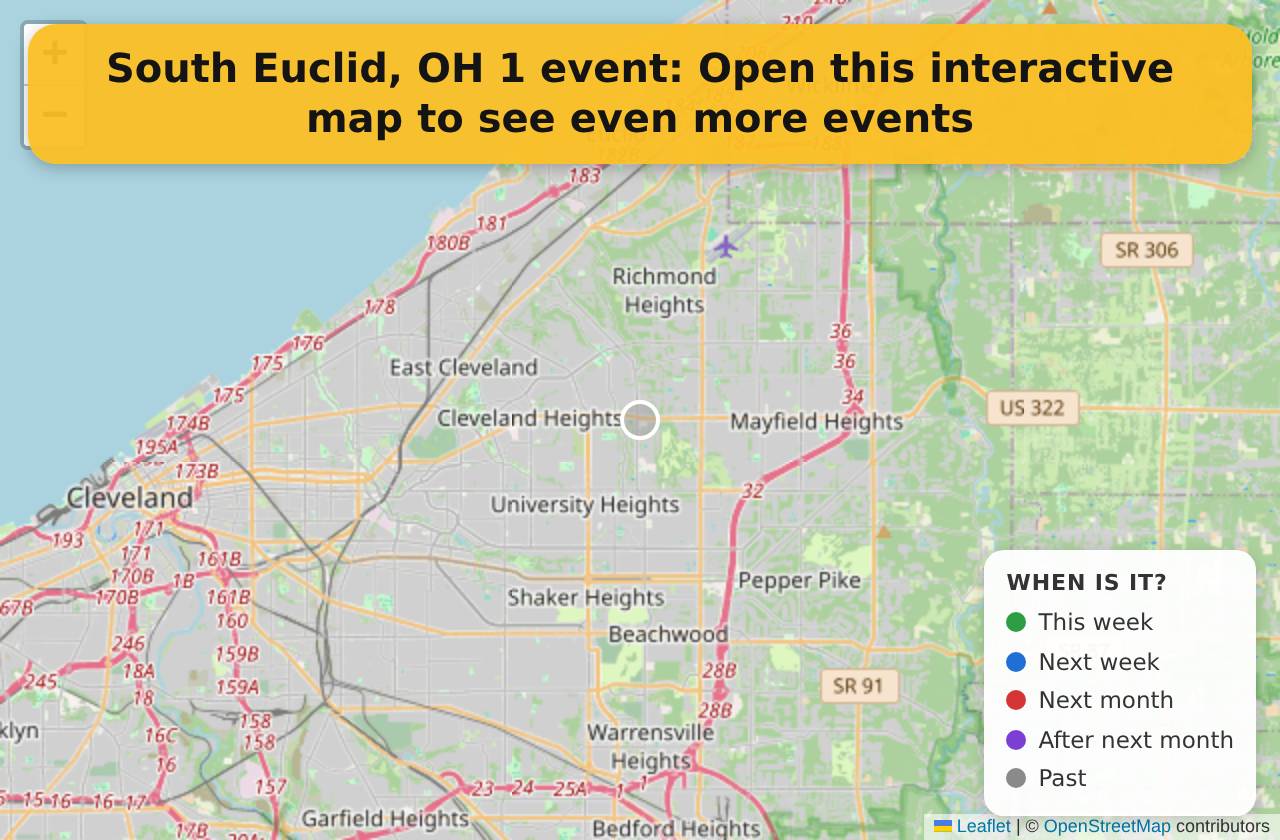 Map of events in South Euclid, OH on the interactive EVENTULIST map