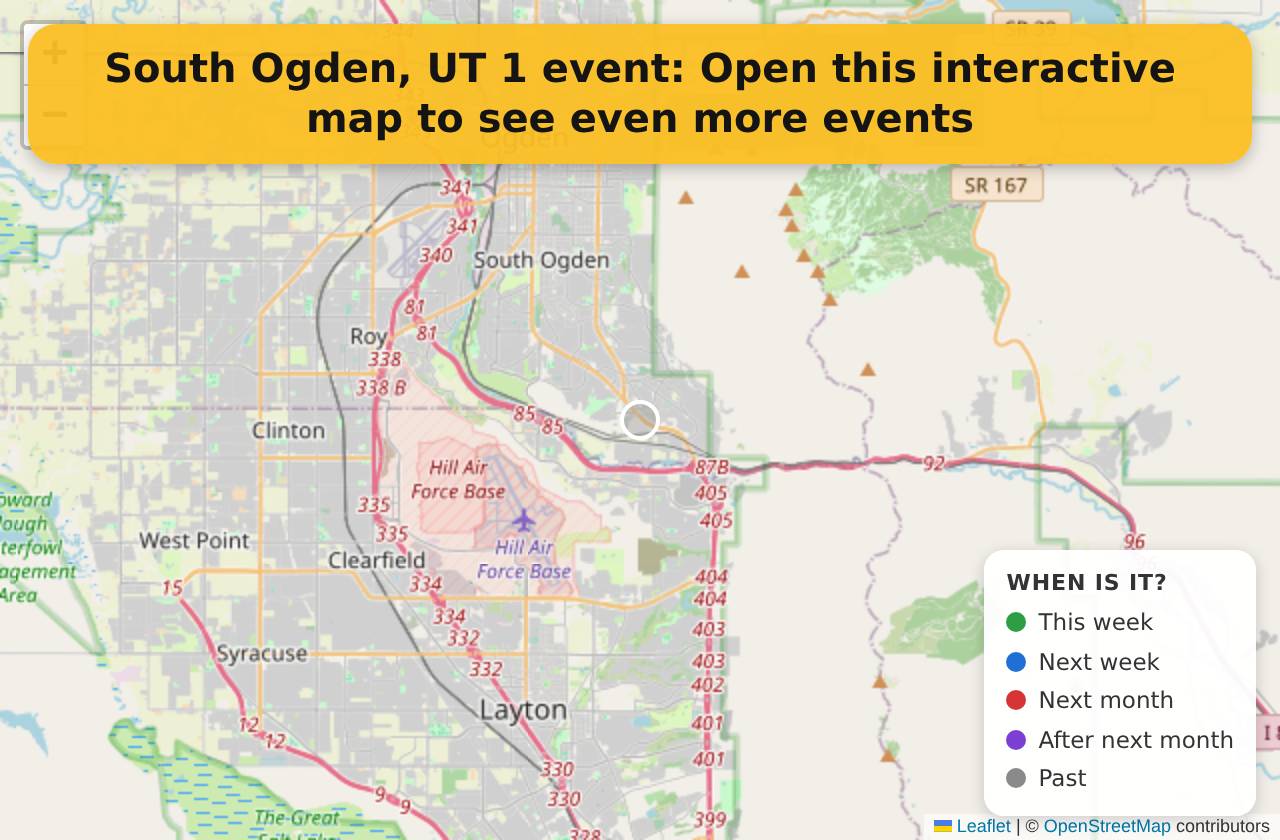 Map of events in South Ogden, UT on the interactive EVENTULIST map