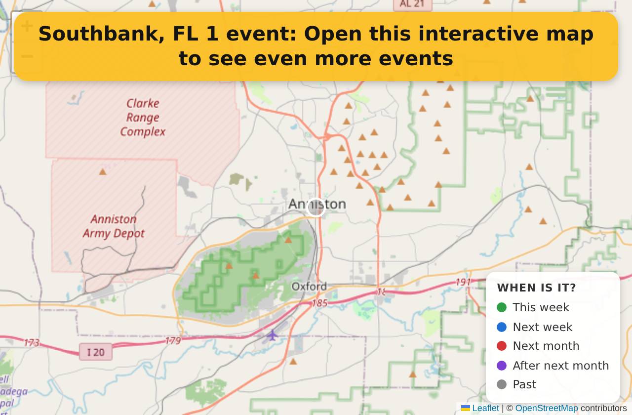 Map of events in Southbank, FL on the interactive EVENTULIST map