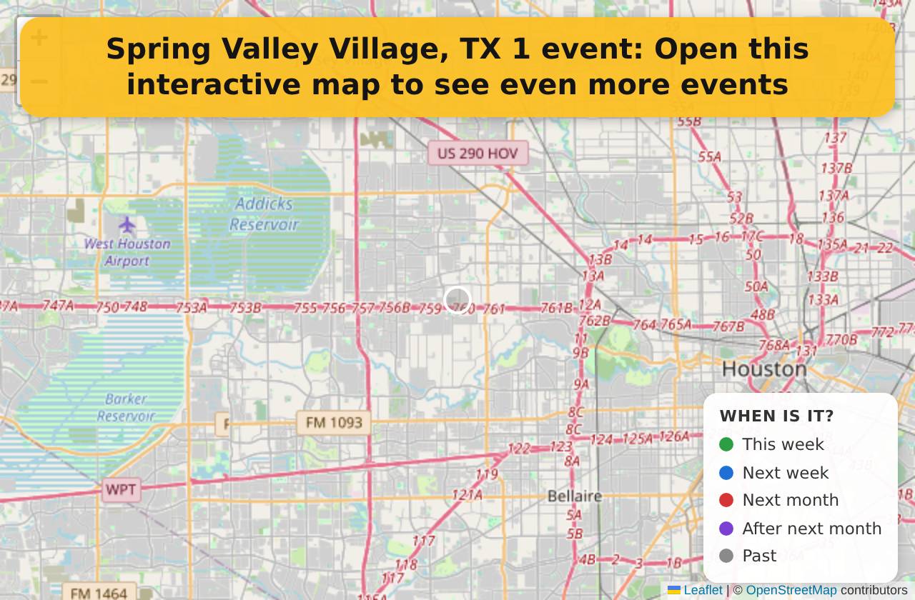 Map of events in Spring Valley Village, TX on the interactive EVENTULIST map