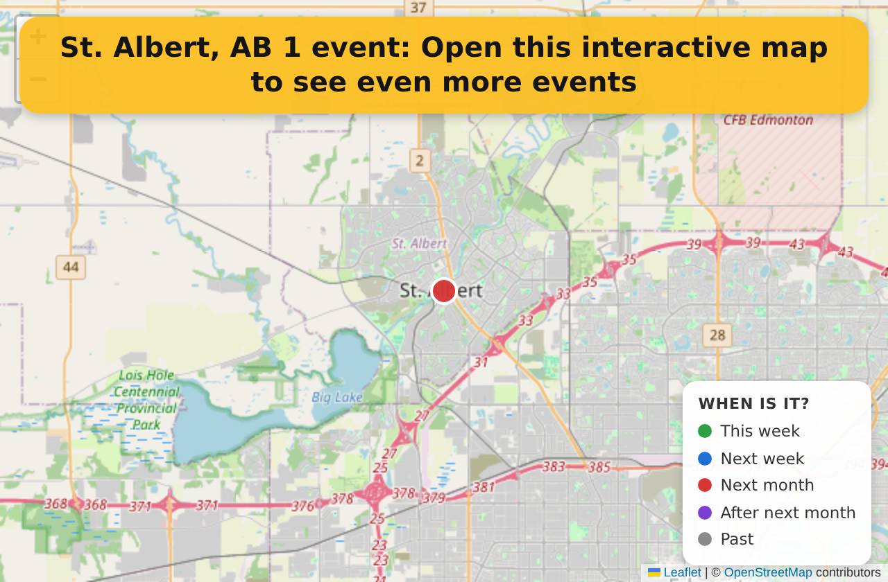 Map of events in St. Albert, AB on the interactive EVENTULIST map