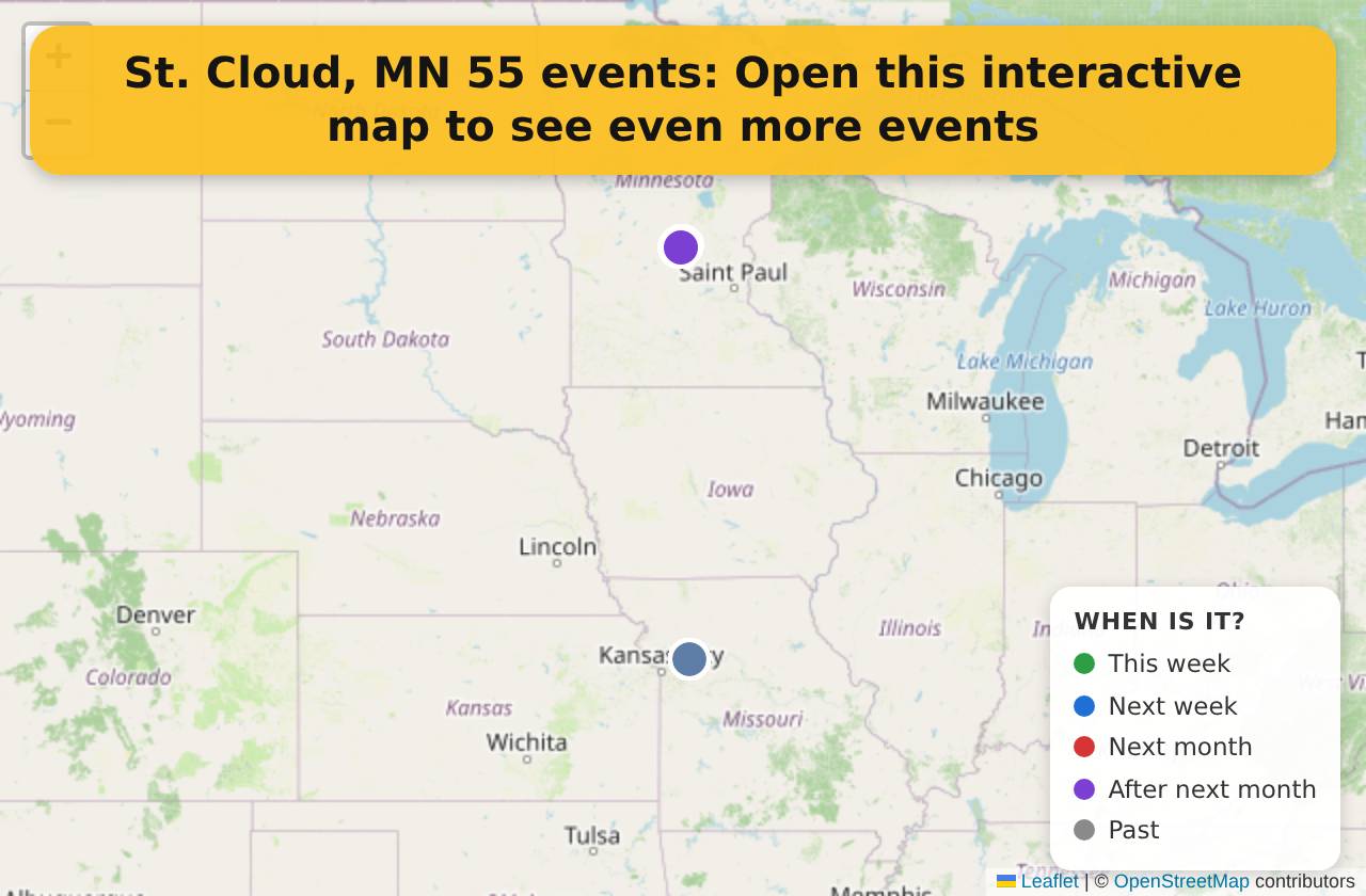 Map of events in St. Cloud, MN on the interactive EVENTULIST map
