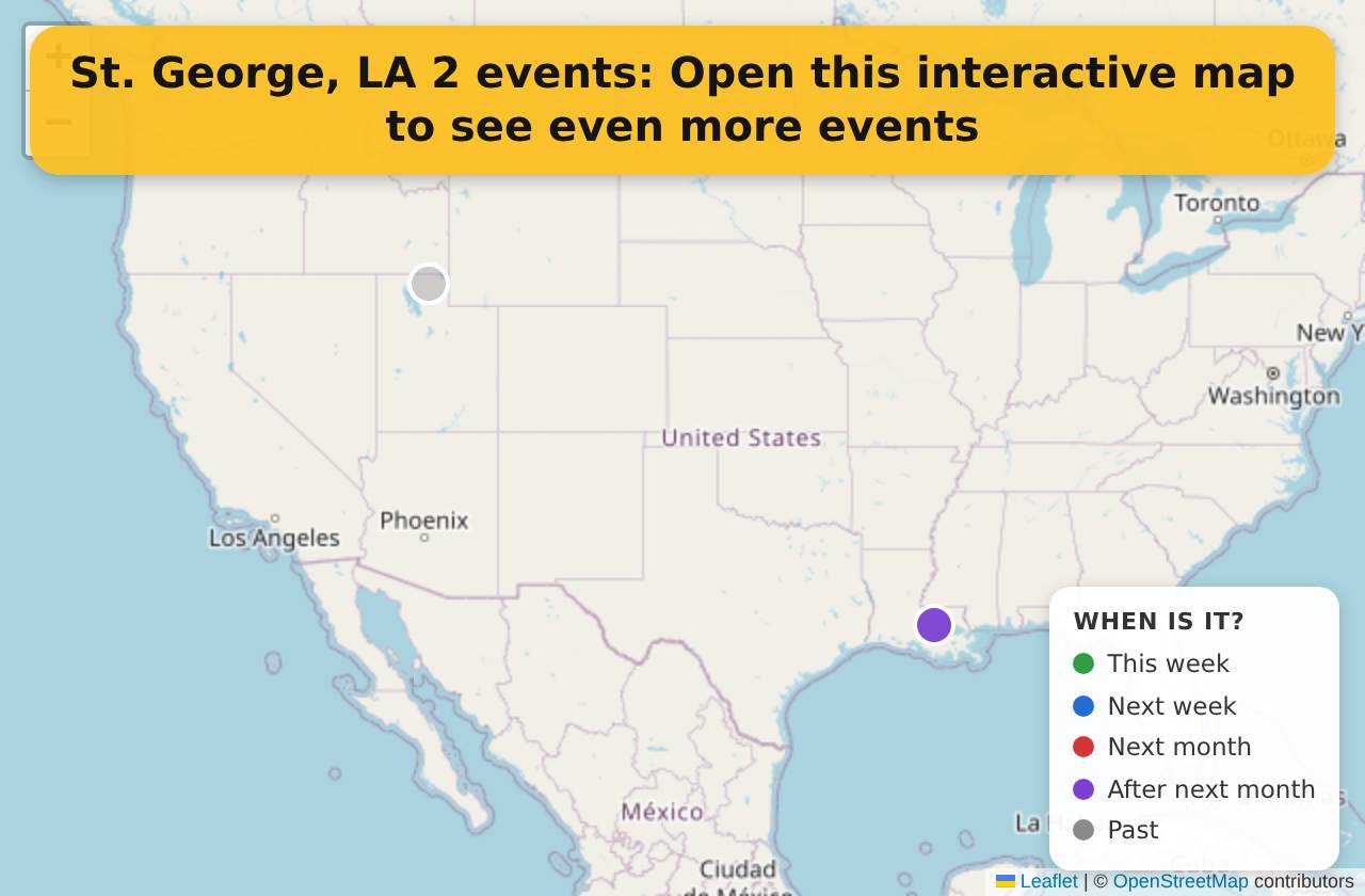 Map of events in St. George, LA on the interactive EVENTULIST map