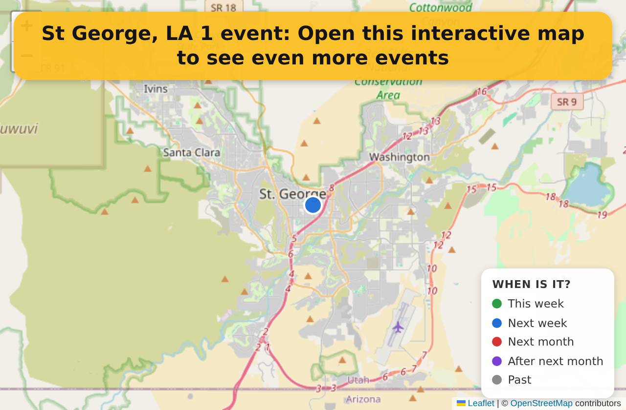 Map of events in St George, LA on the interactive EVENTULIST map