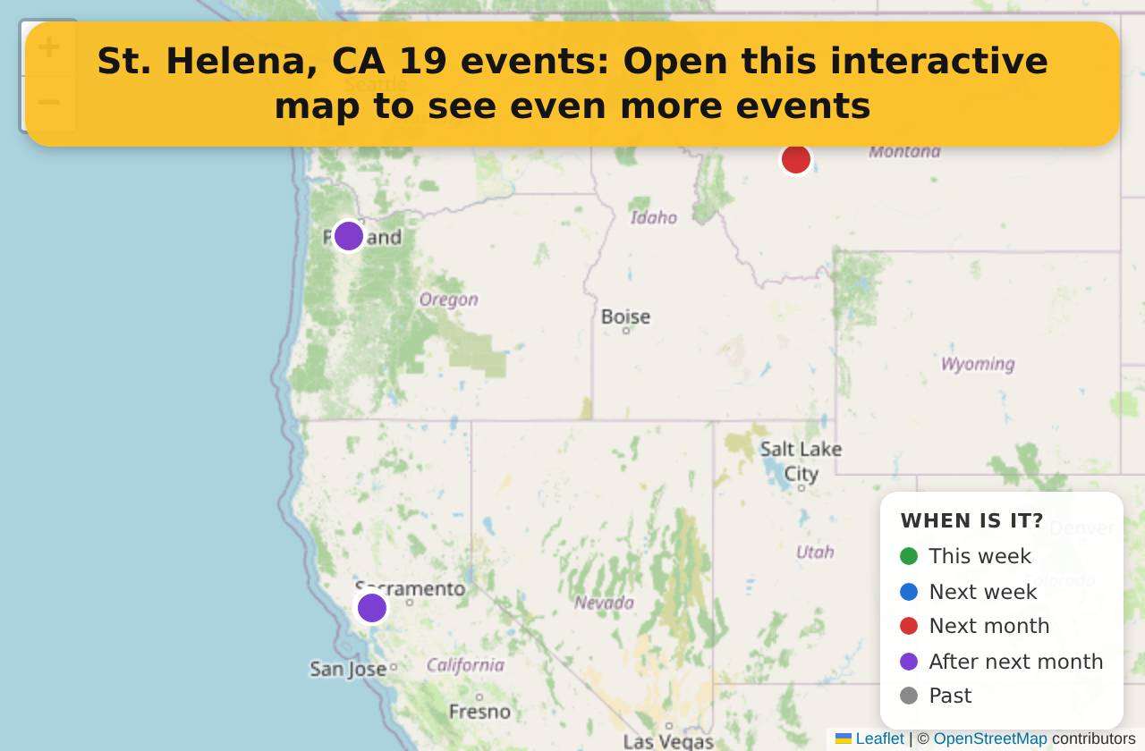 Map of events in St. Helena, CA on the interactive EVENTULIST map