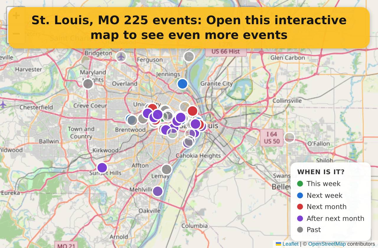 Map of events in St. Louis, MO on the interactive EVENTULIST map