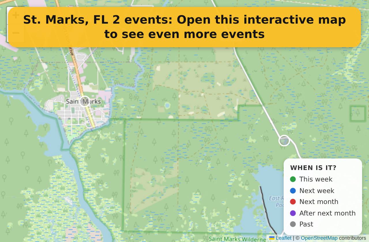 Map of events in St. Marks, FL on the interactive EVENTULIST map