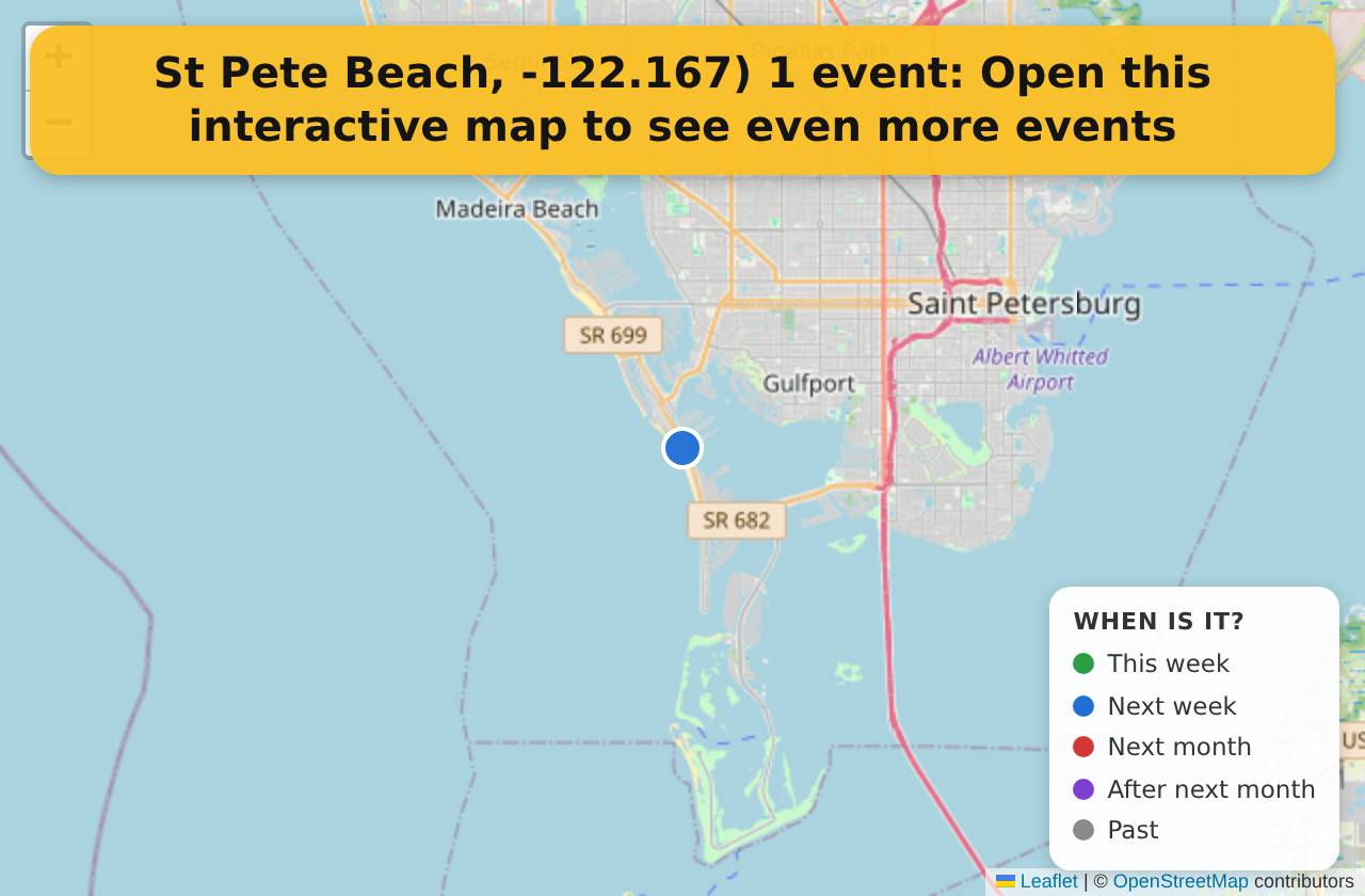 Map of events in St Pete Beach, -122.167) on the interactive EVENTULIST map