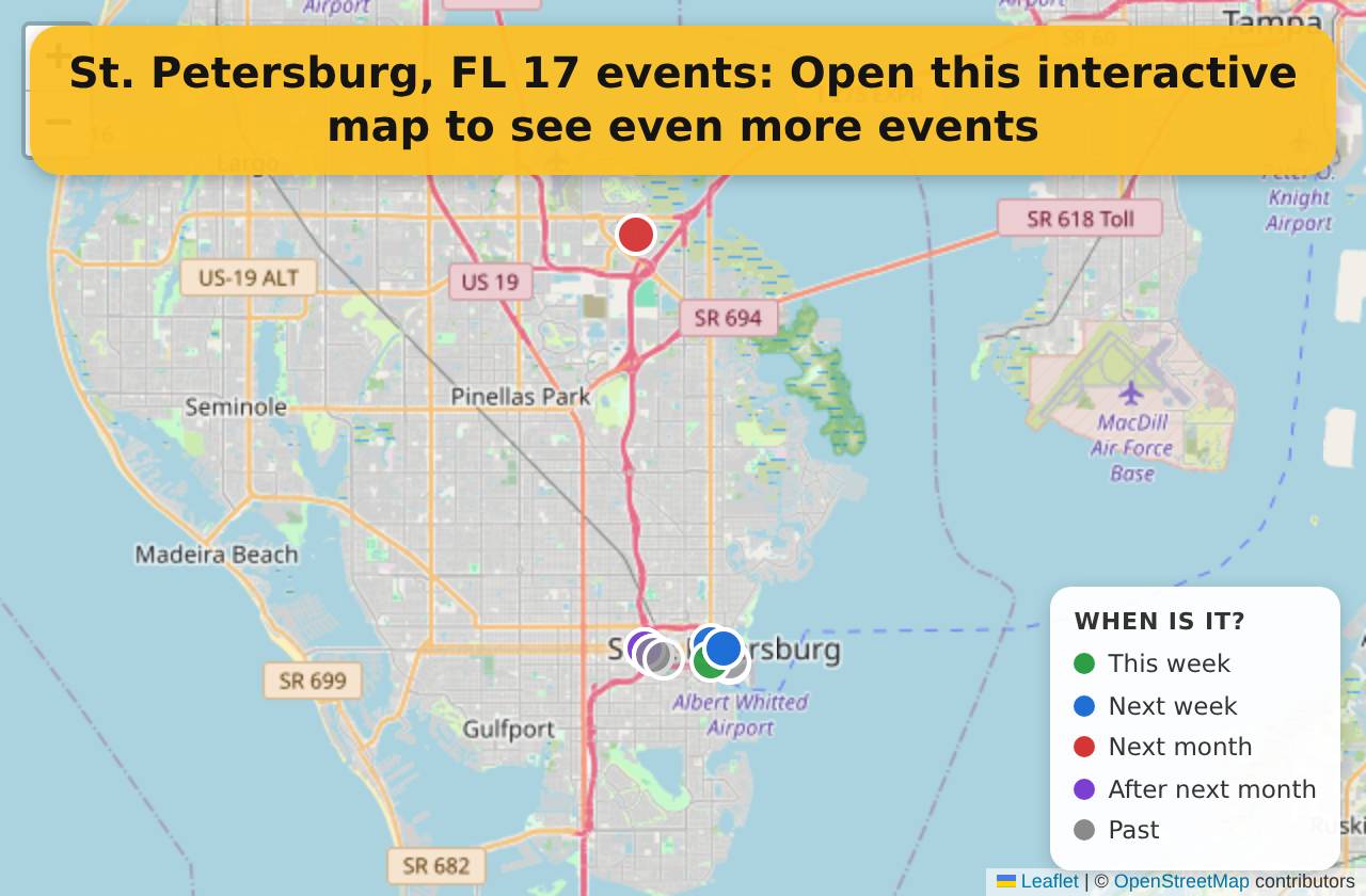 Map of events in St. Petersburg, FL on the interactive EVENTULIST map