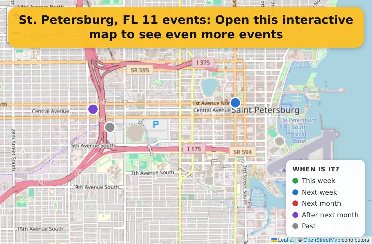 Map of events in St. Petersburg, FL on the interactive EVENTULIST map