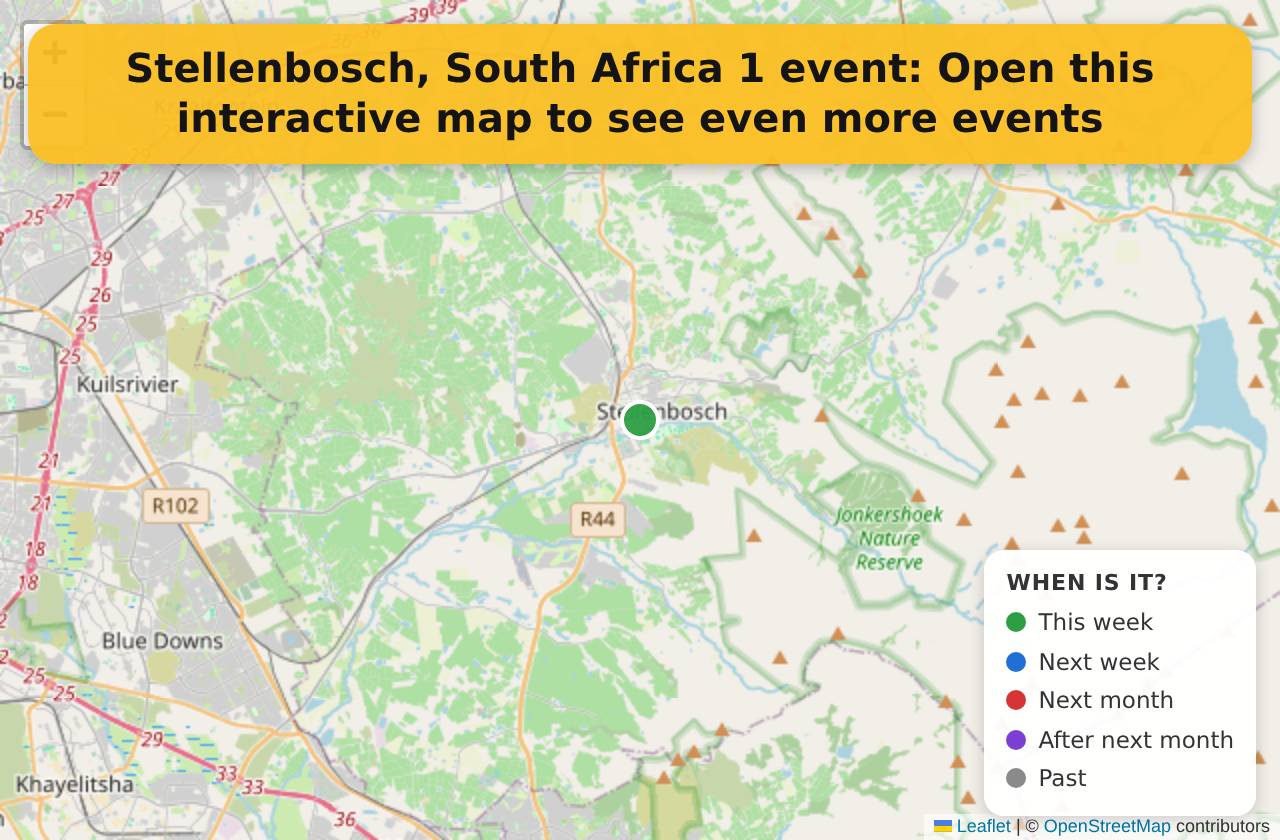 Map of events in Stellenbosch, South Africa on the interactive EVENTULIST map
