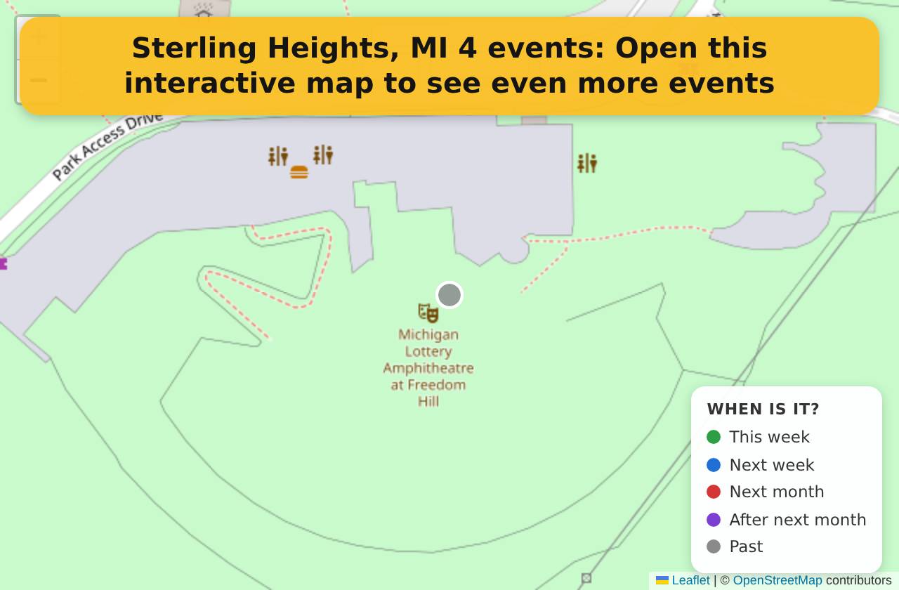 Map of events in Sterling Heights, MI on the interactive EVENTULIST map