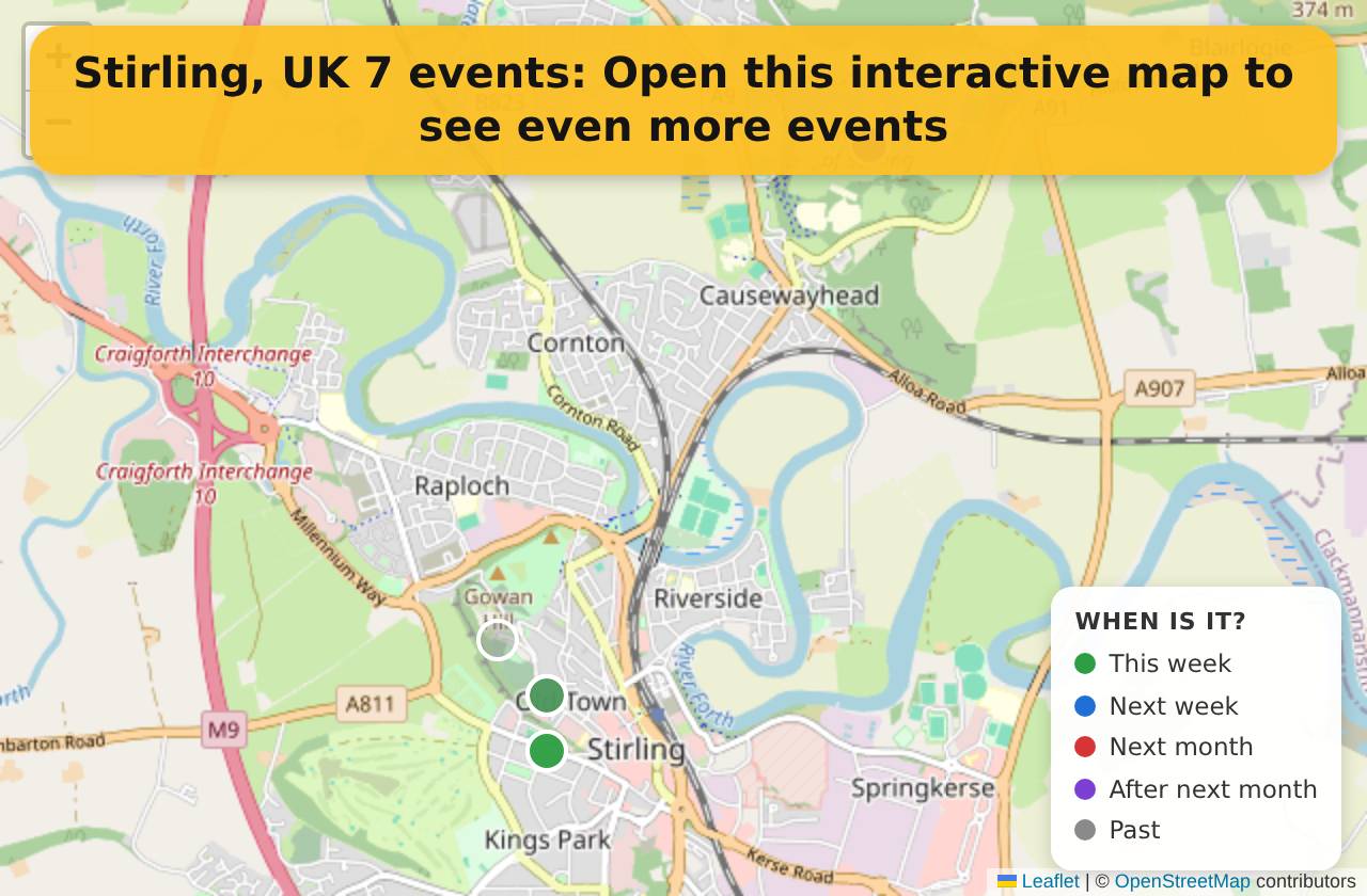 Map of events in Stirling, UK on the interactive EVENTULIST map