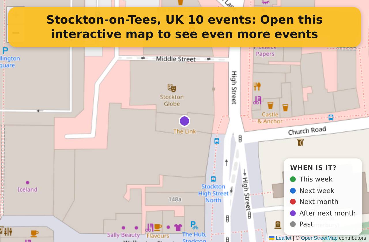 Map of events in Stockton-on-Tees, UK on the interactive EVENTULIST map