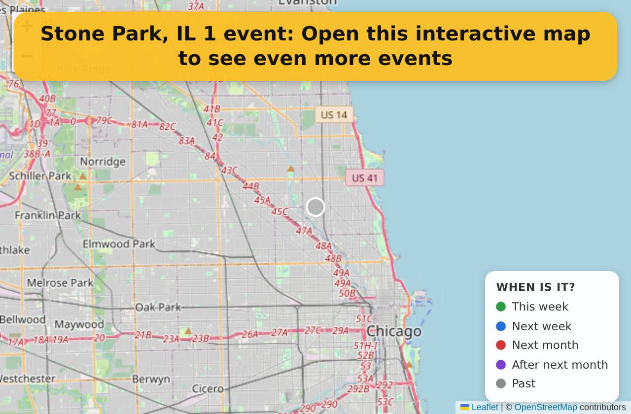 Map of events in Stone Park, IL on the interactive EVENTULIST map