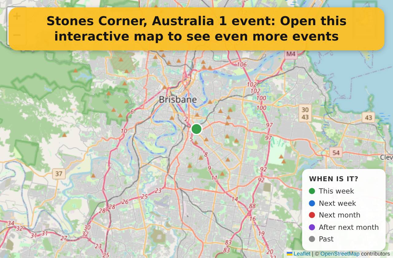 Map of events in Stones Corner, Australia on the interactive EVENTULIST map