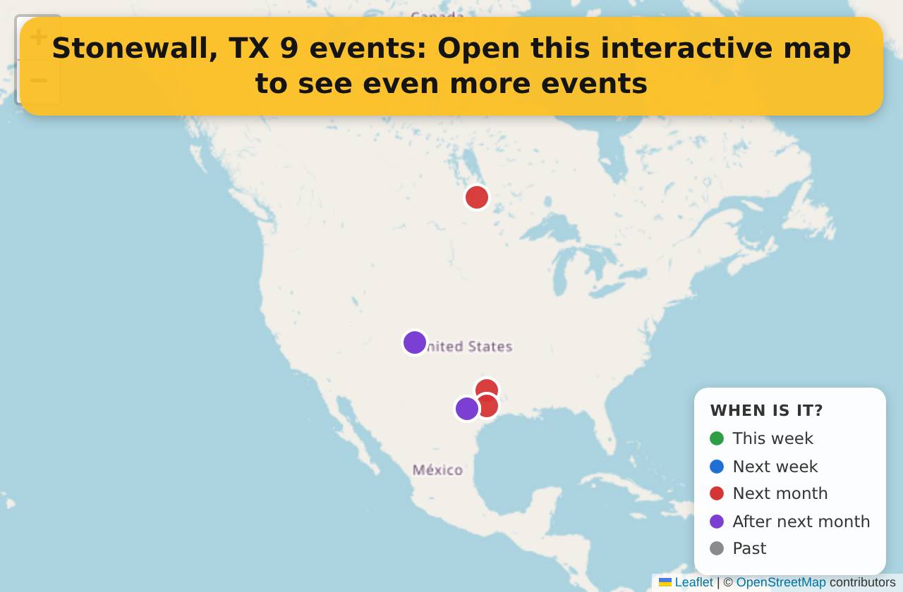 Map of events in Stonewall, TX on the interactive EVENTULIST map