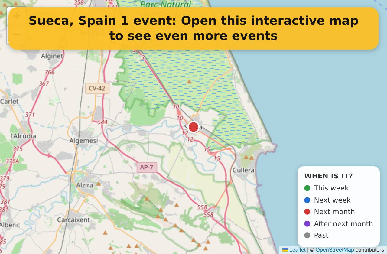 Map of events in Sueca, Spain on the interactive EVENTULIST map