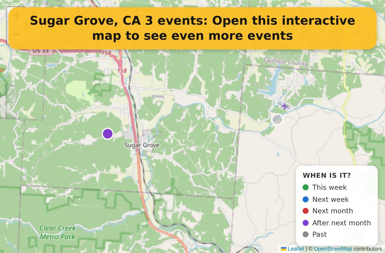 Map of events in Sugar Grove, CA on the interactive EVENTULIST map