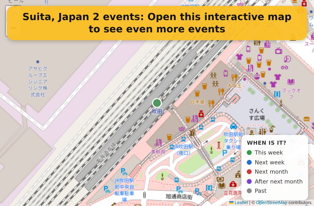 Map of events in Suita, Japan on the interactive EVENTULIST map
