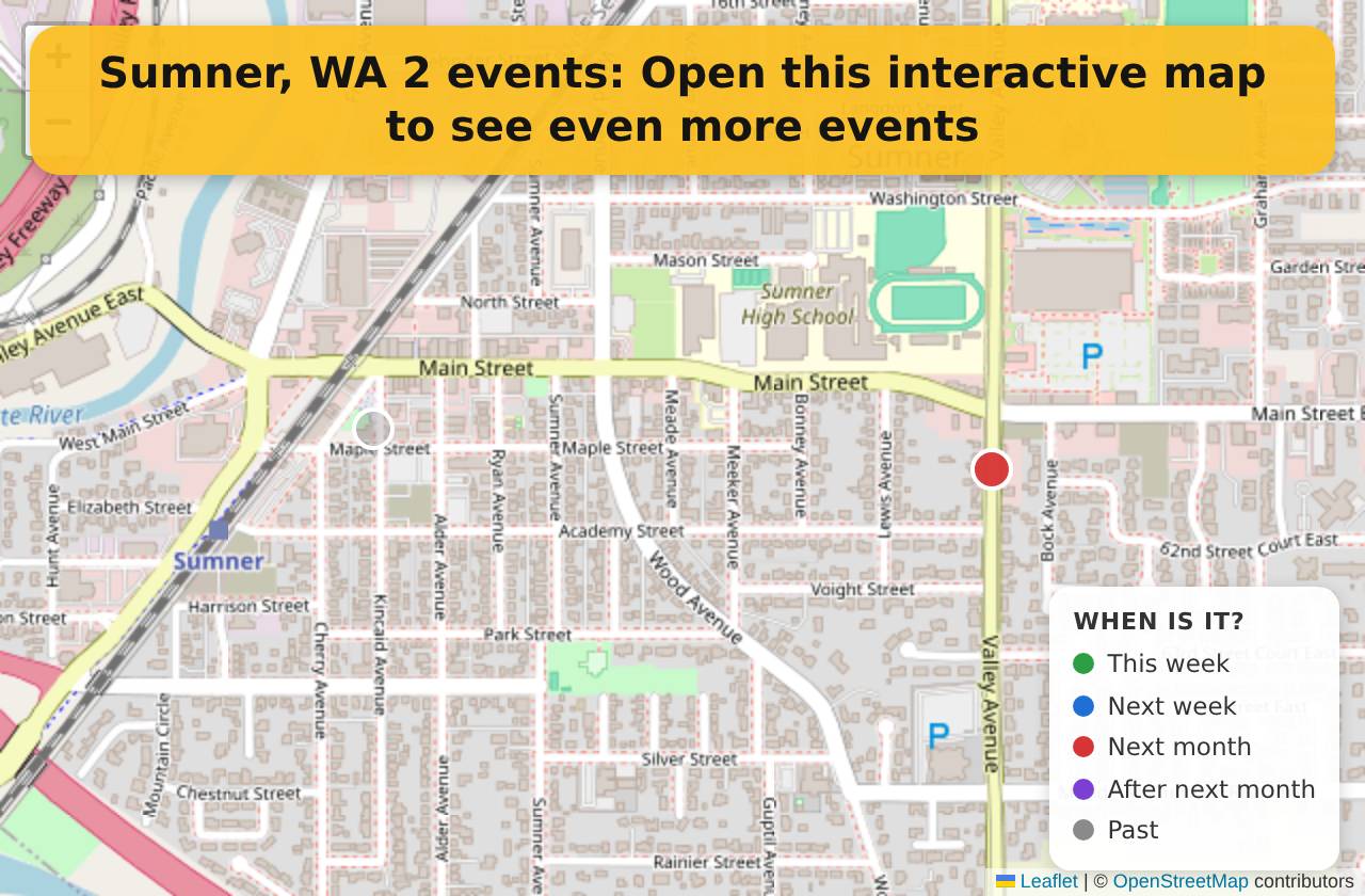 Map of events in Sumner, WA on the interactive EVENTULIST map