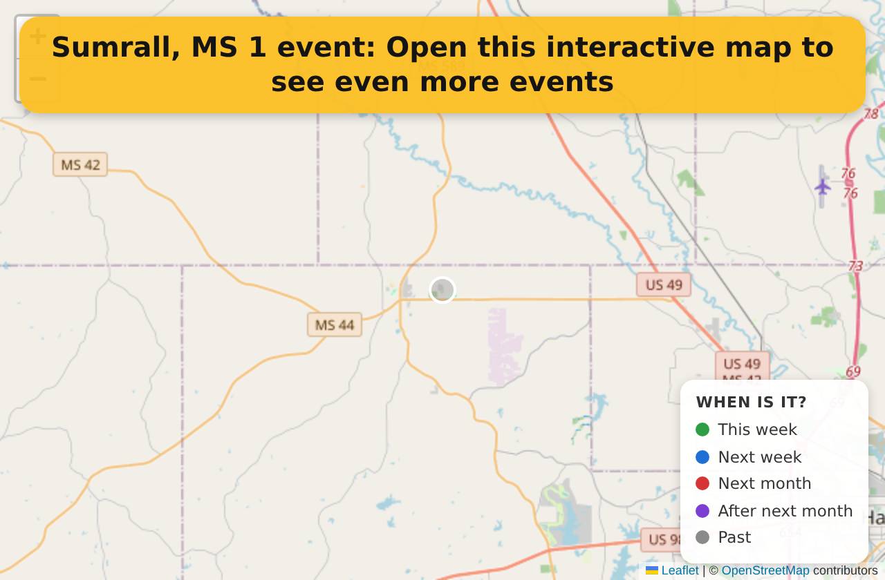 Map of events in Sumrall, MS on the interactive EVENTULIST map