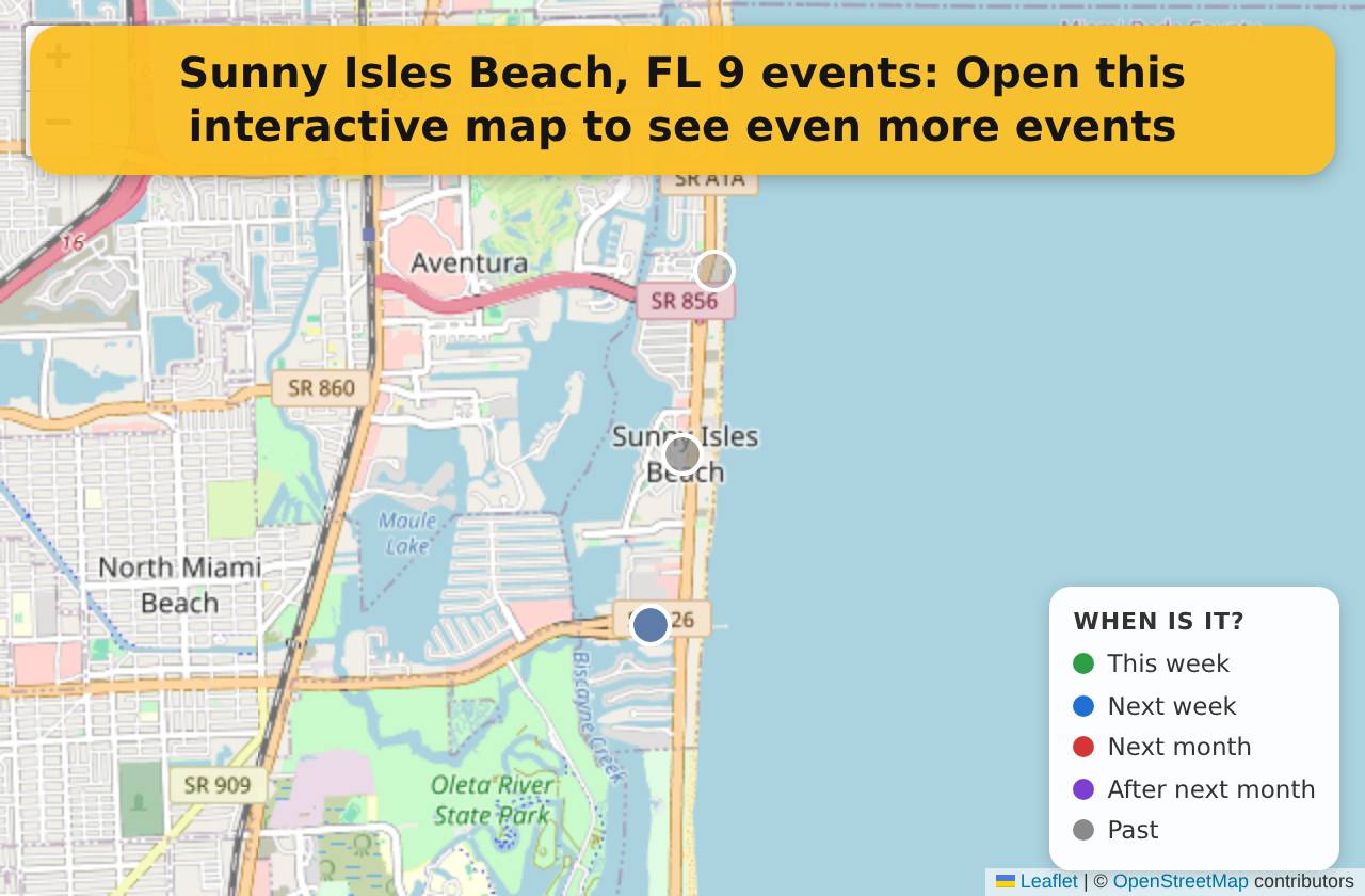Map of events in Sunny Isles Beach, FL on the interactive EVENTULIST map