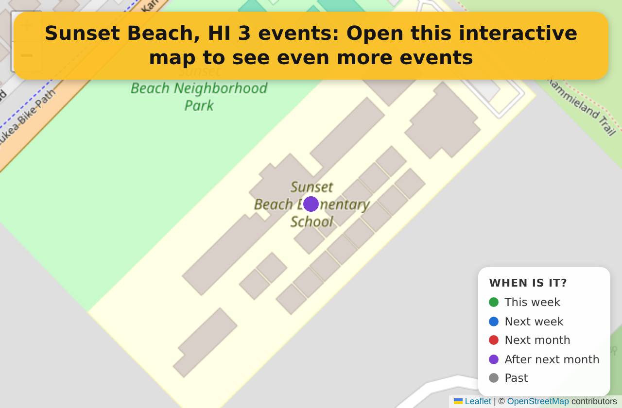Map of events in Sunset Beach, HI on the interactive EVENTULIST map