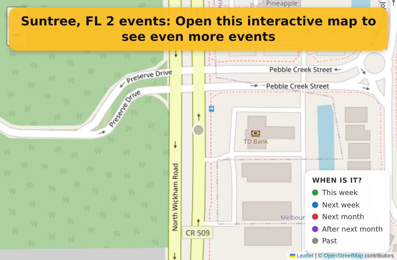 Map of events in Suntree, FL on the interactive EVENTULIST map