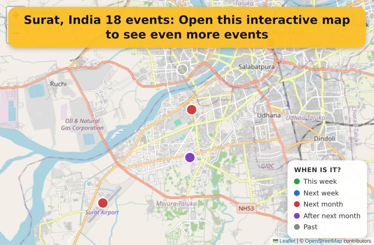 Map of events in Surat, India on the interactive EVENTULIST map