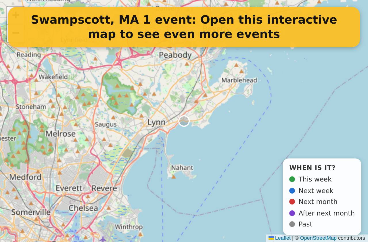 Map of events in Swampscott, MA on the interactive EVENTULIST map