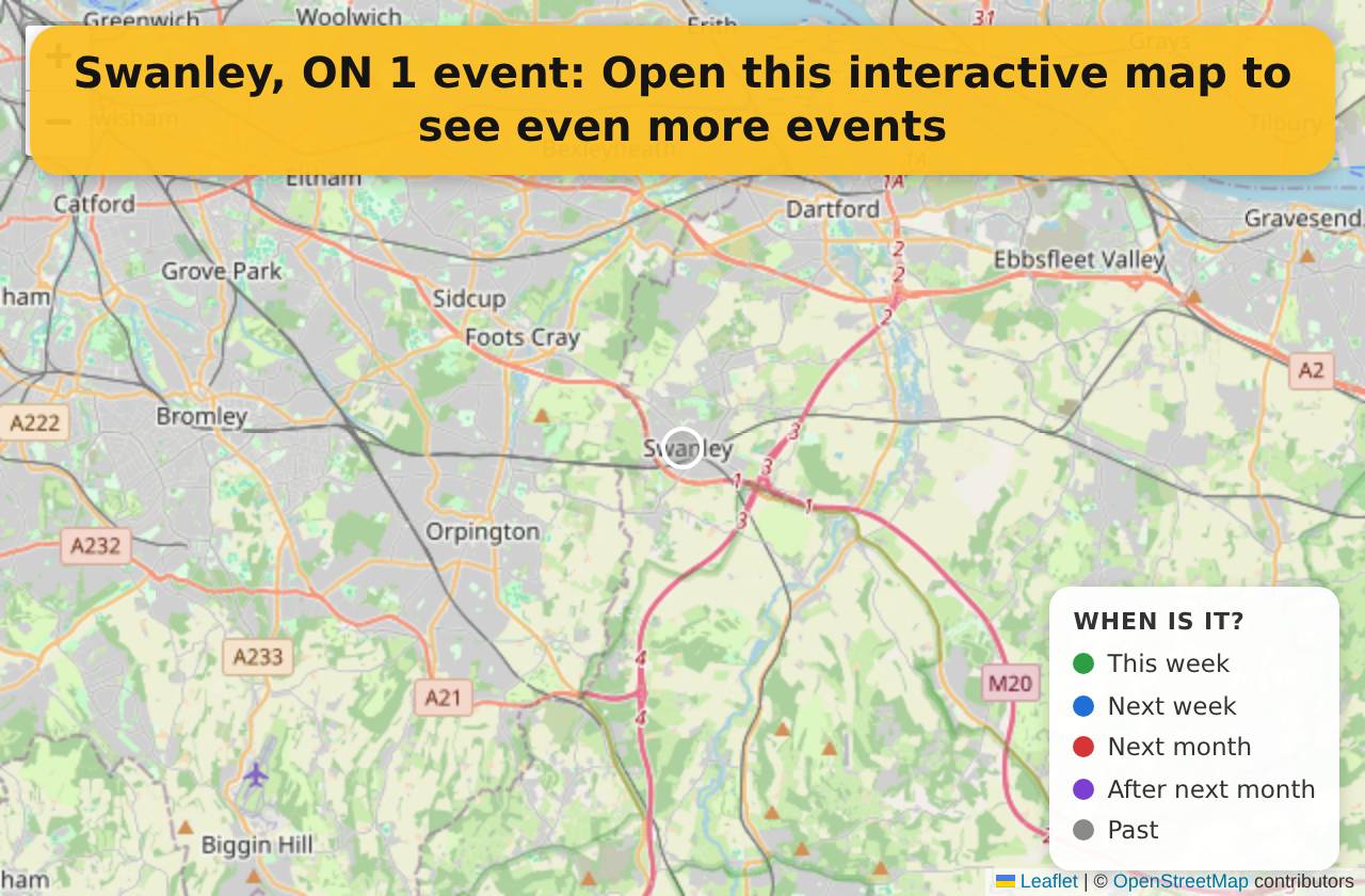 Map of events in Swanley, ON on the interactive EVENTULIST map