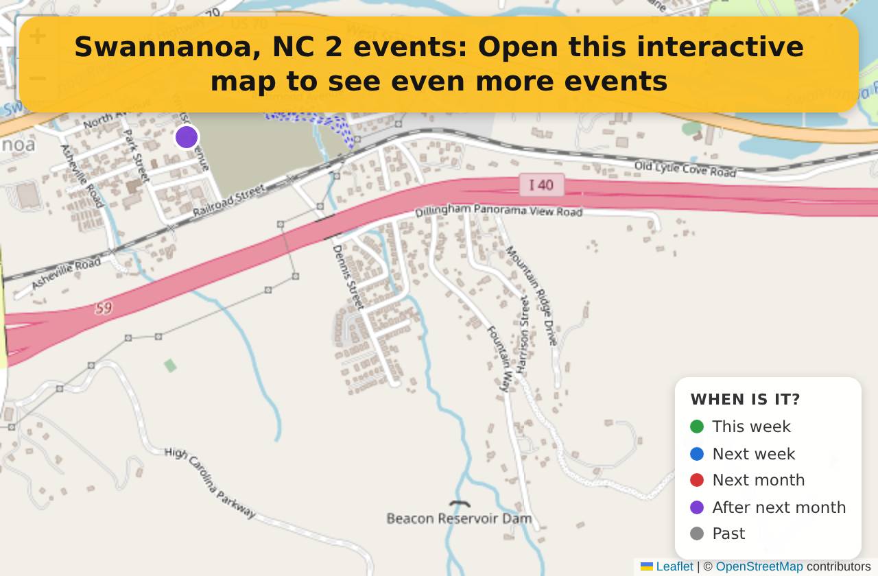 Map of events in Swannanoa, NC on the interactive EVENTULIST map