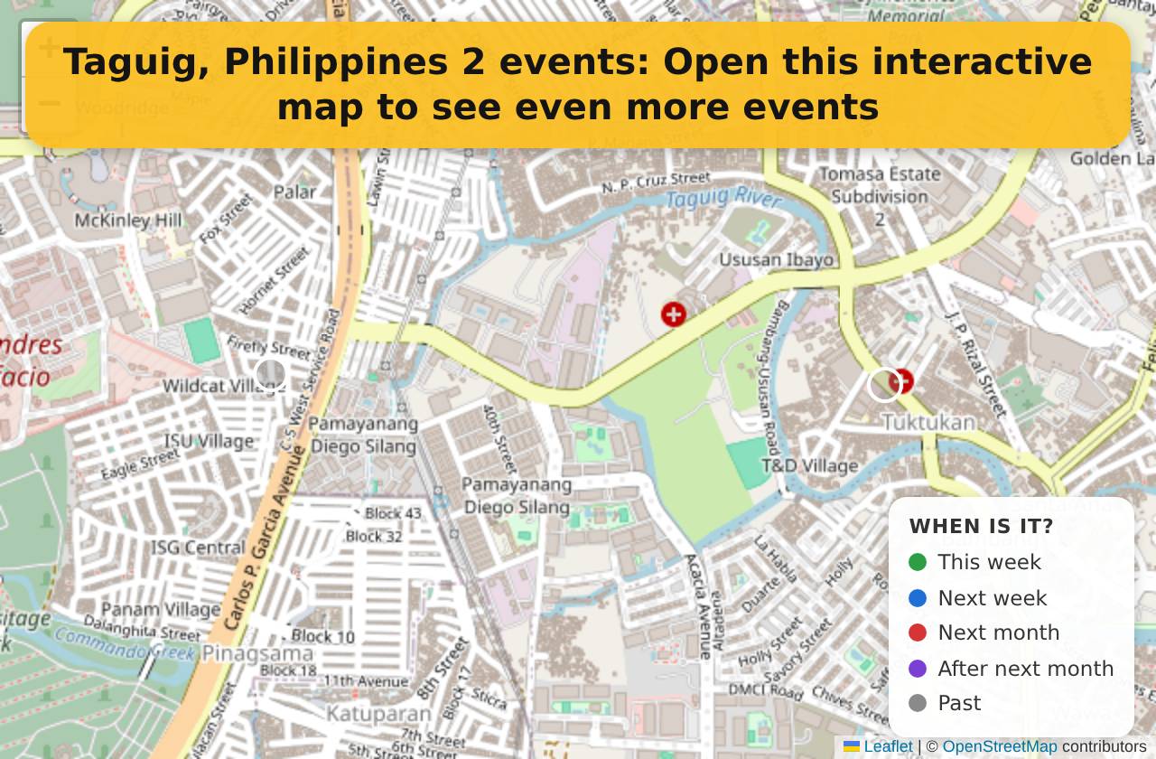 Map of events in Taguig, Philippines on the interactive EVENTULIST map