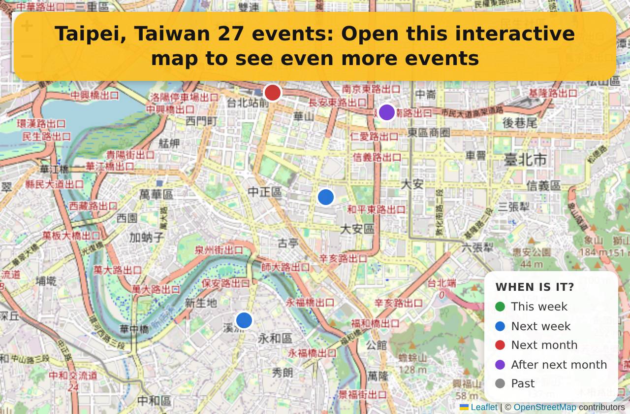 Map of events in Taipei, Taiwan on the interactive EVENTULIST map