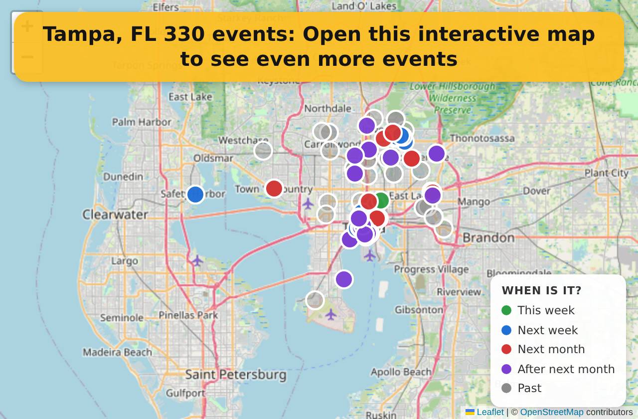 Map of events in Tampa, FL on the interactive EVENTULIST map