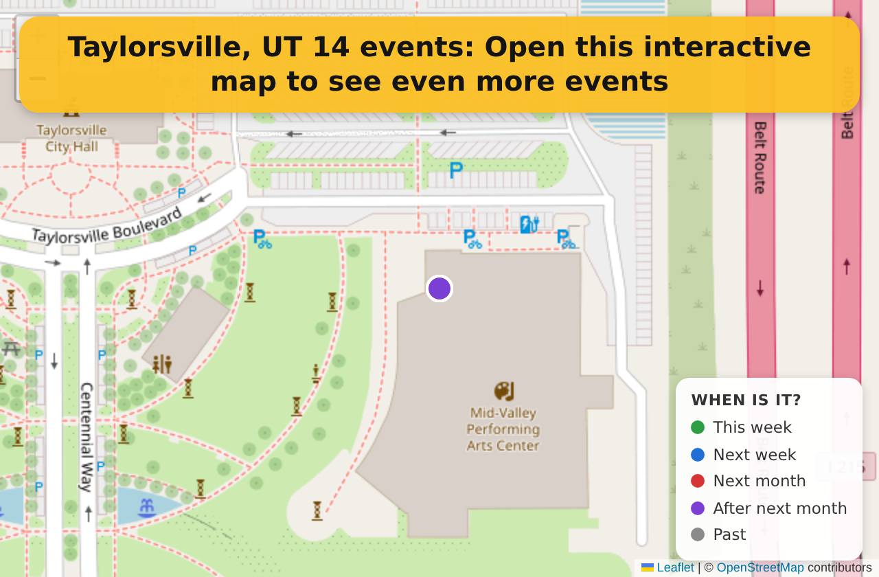 Map of events in Taylorsville, UT on the interactive EVENTULIST map