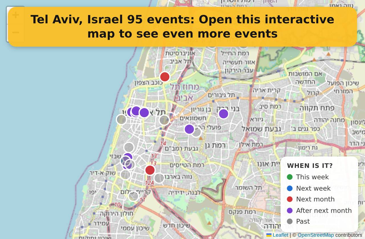 Map of events in Tel Aviv, Israel on the interactive EVENTULIST map