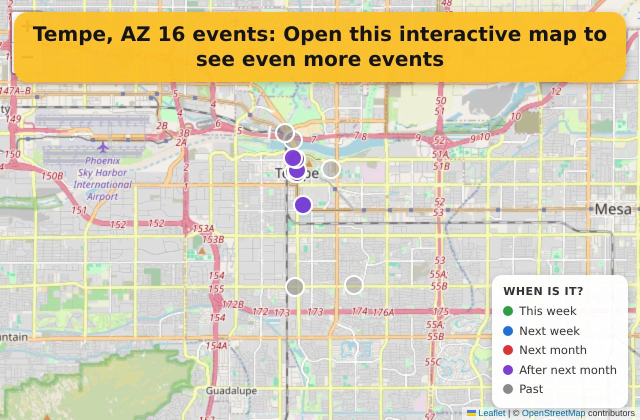 Map of events in Tempe, AZ on the interactive EVENTULIST map