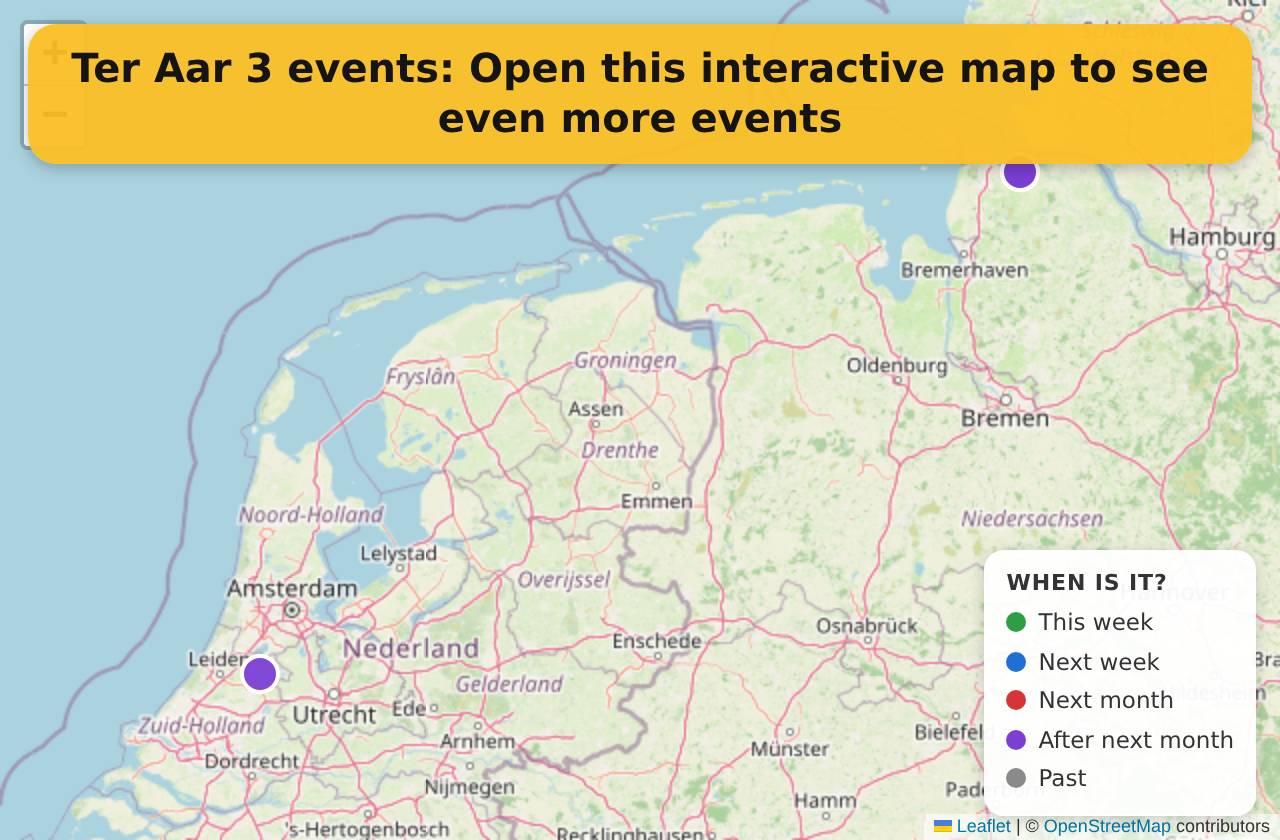 Map of events in Ter Aar on the interactive EVENTULIST map