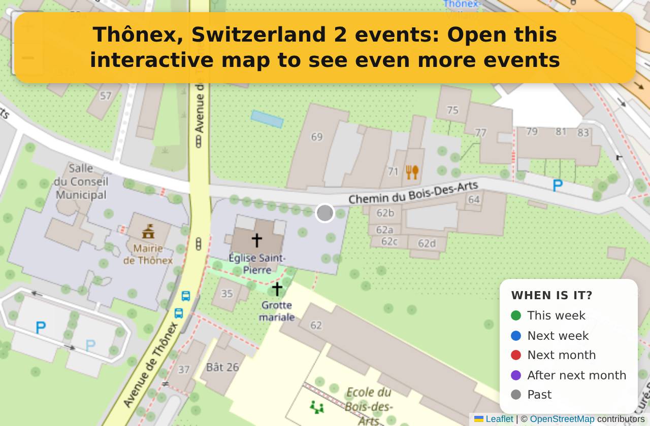 Map of events in Thônex, Switzerland on the interactive EVENTULIST map