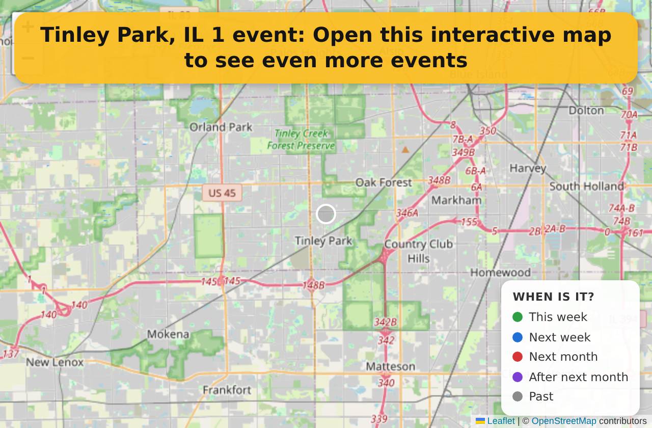 Map of events in Tinley Park, IL on the interactive EVENTULIST map
