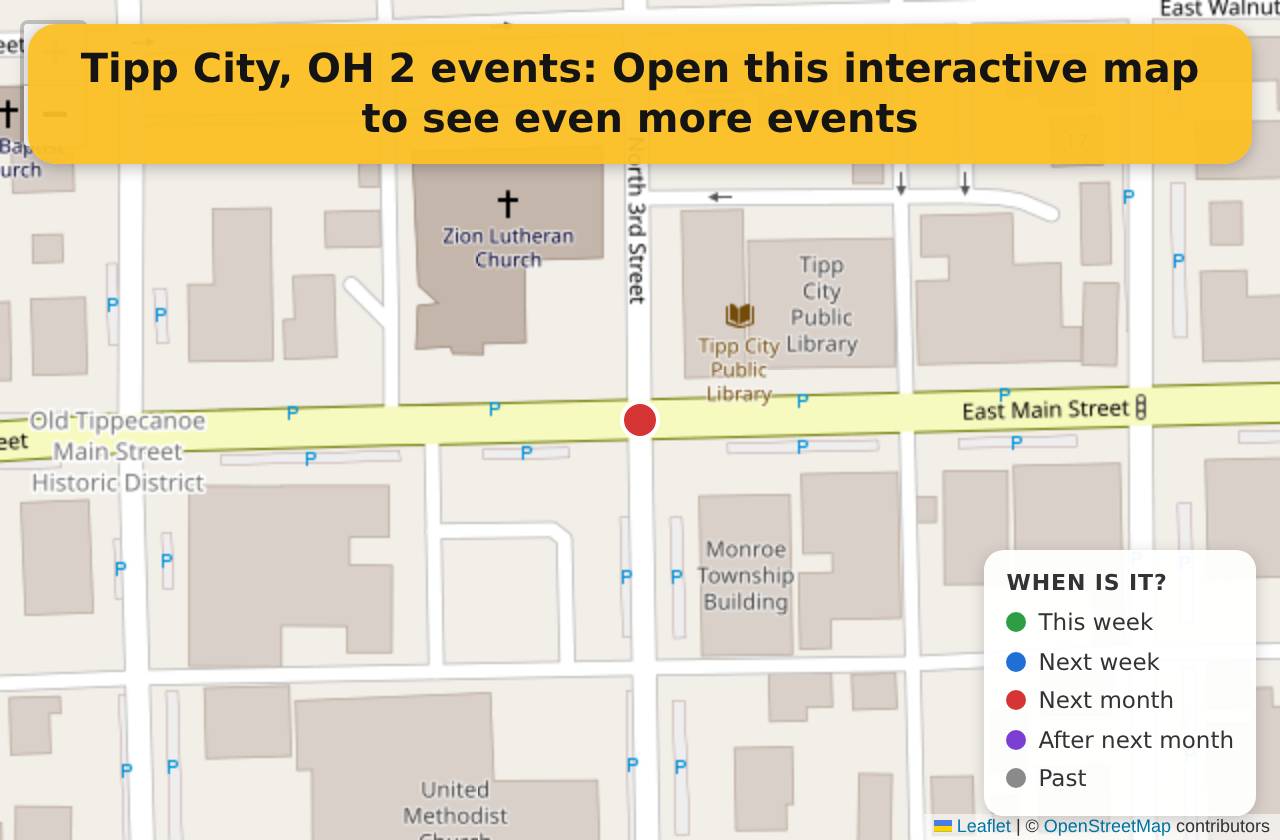 Map of events in Tipp City, OH on the interactive EVENTULIST map