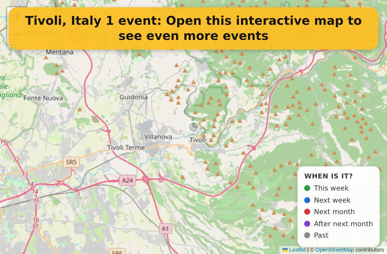 Map of events in Tivoli, Italy on the interactive EVENTULIST map