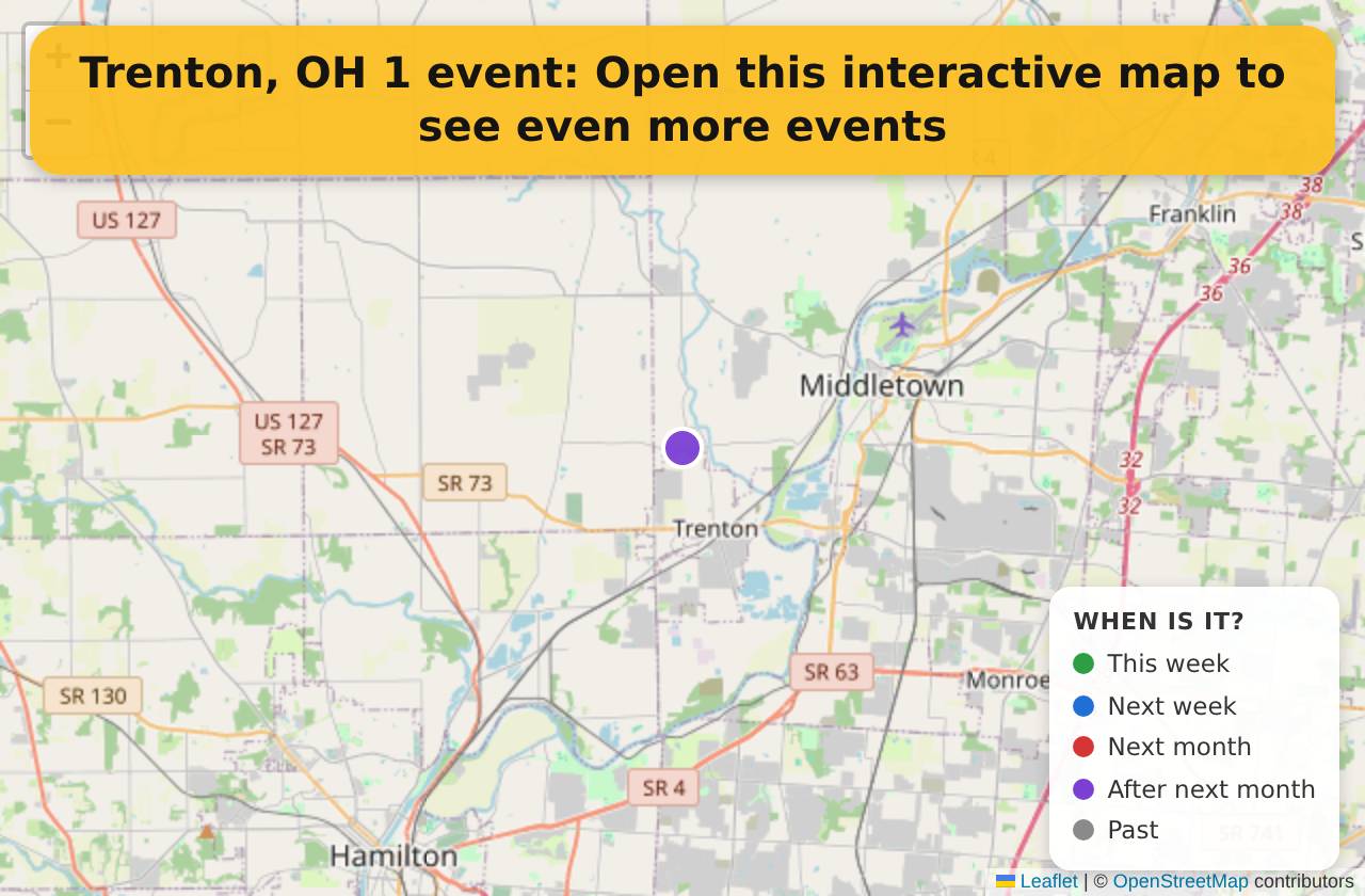 Map of events in Trenton, OH on the interactive EVENTULIST map