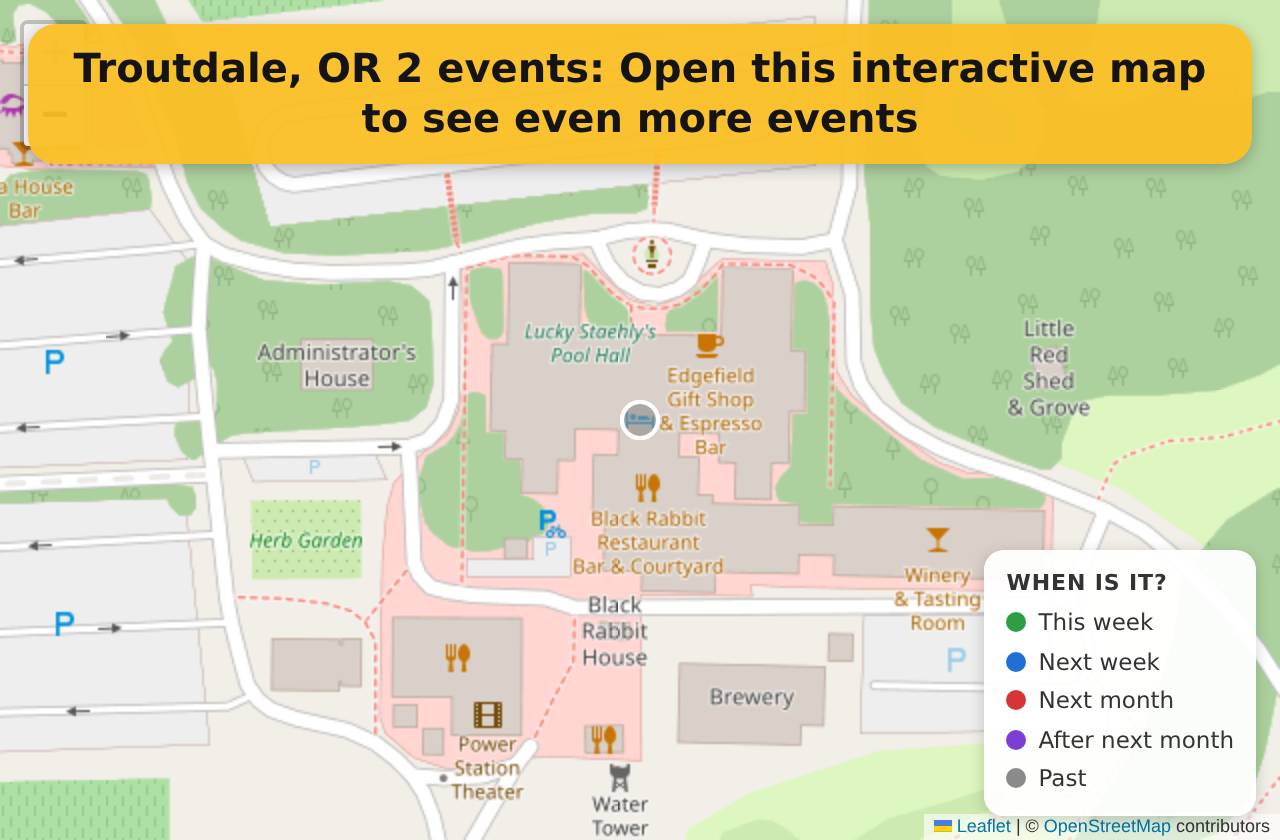 Map of events in Troutdale, OR on the interactive EVENTULIST map