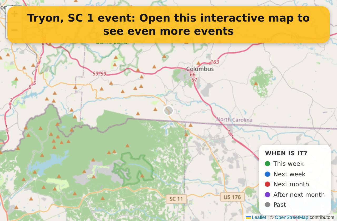 Map of events in Tryon, SC on the interactive EVENTULIST map