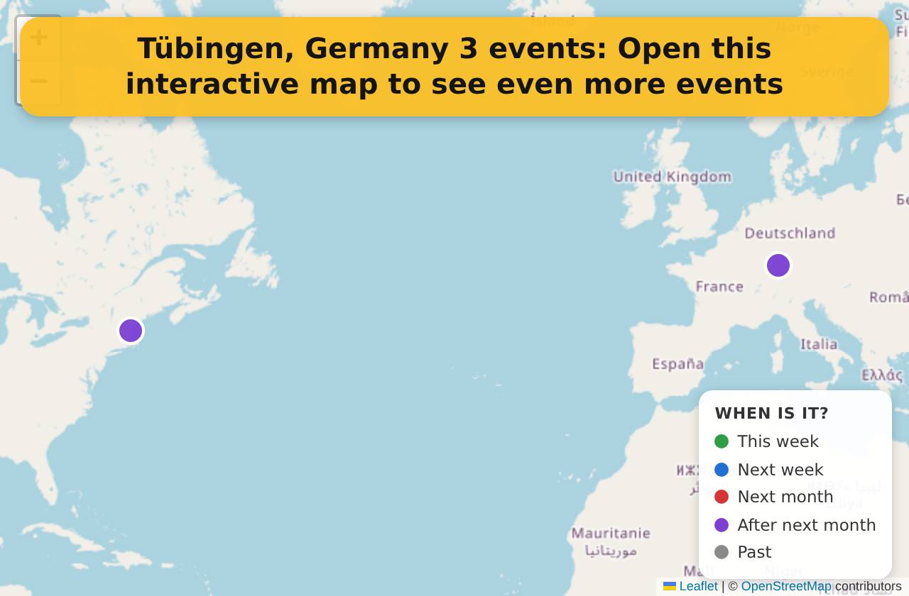 Map of events in Tübingen, Germany on the interactive EVENTULIST map