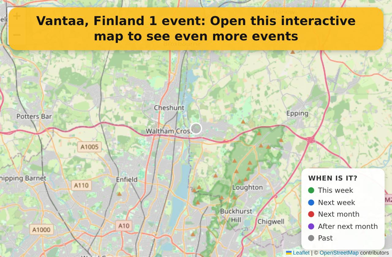 Map of events in Vantaa, Finland on the interactive EVENTULIST map