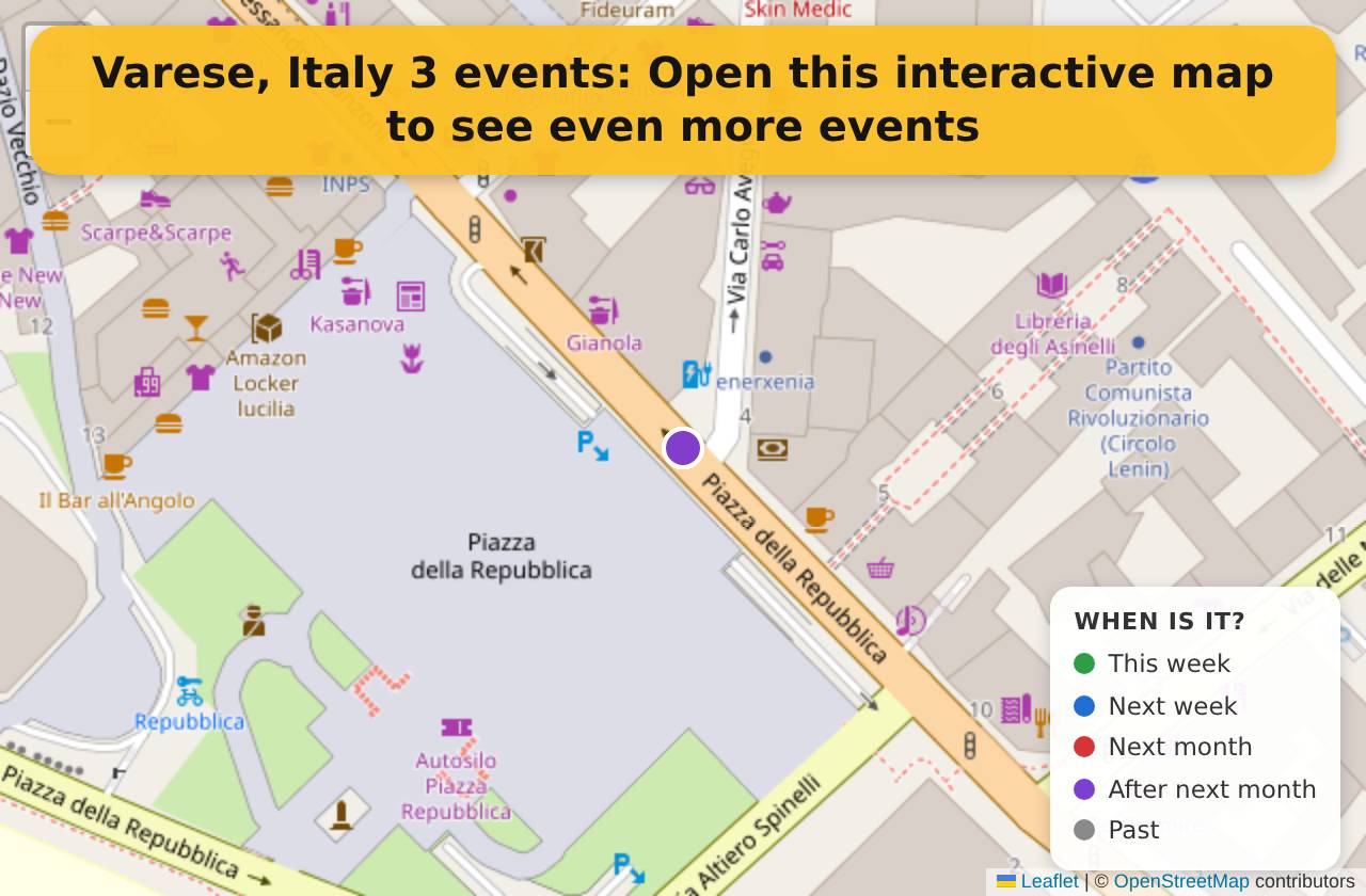 Map of events in Varese, Italy on the interactive EVENTULIST map